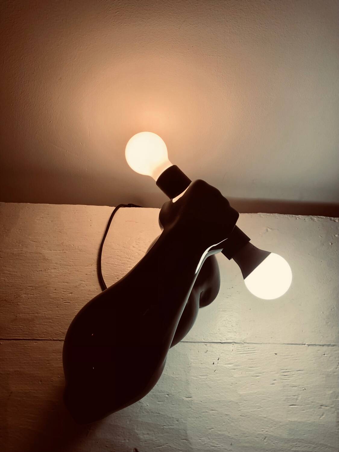 Vintage ceramic dumbbell lamp by JC Peiré