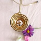 Pair of Vintage Rockabilly Style Gold Brass Spiral Tripod Candlestick Holders