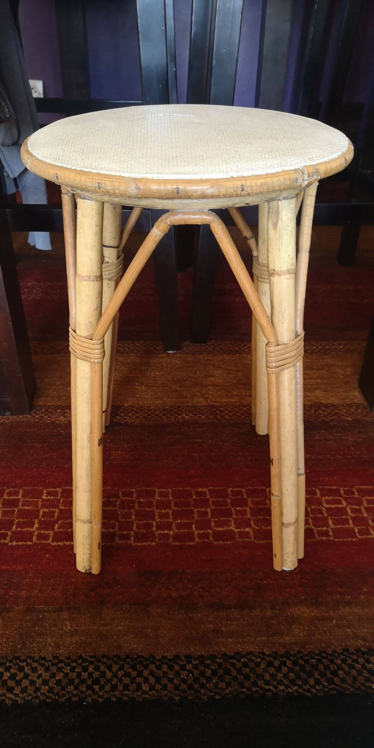 Rattan stool / plant rest - 1970s