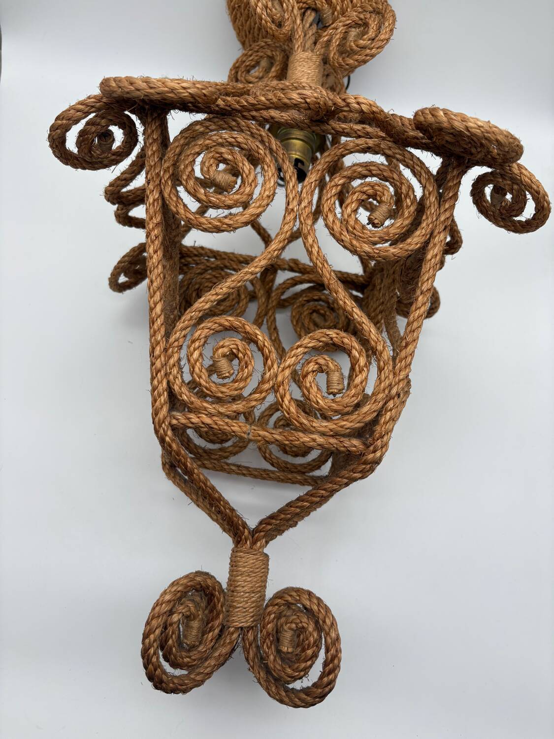 Audoux Minet rope lantern pendant light, 1950s