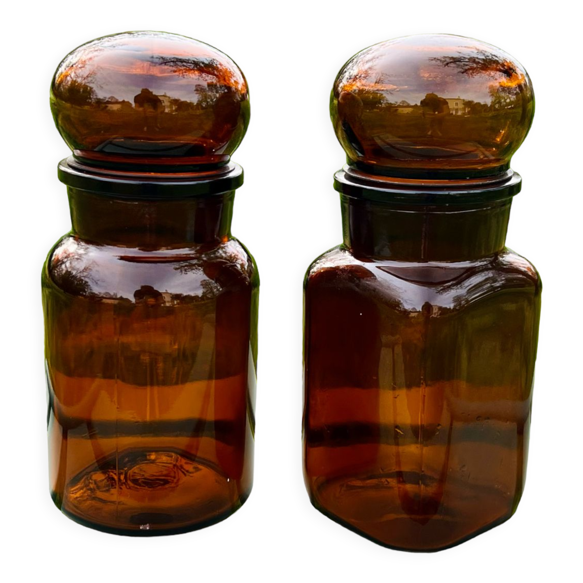 Pair of amber pots