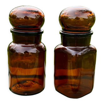Pair of amber pots