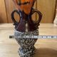 Small Vallauris ceramic vase orange brown and white 70s