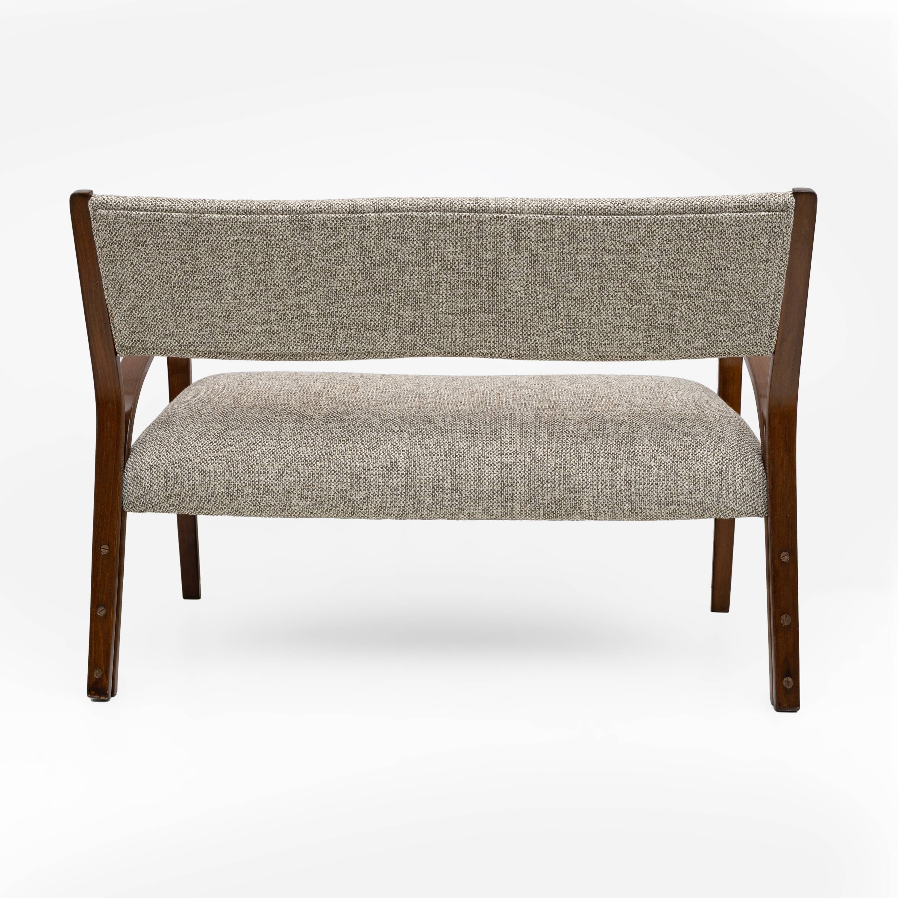 Art Deco Italian Fabric Two Armchairs and Small Sofa, 1930s