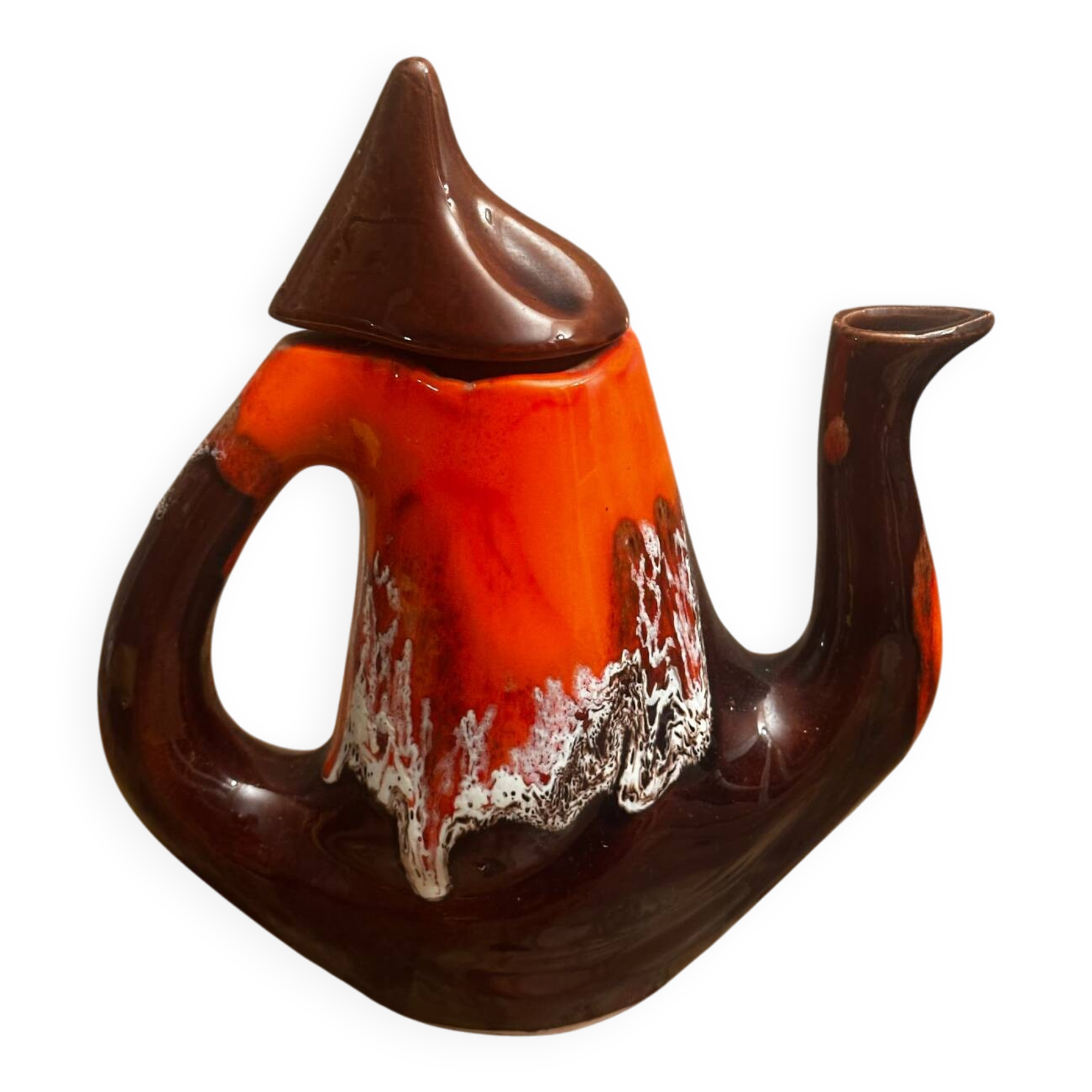 Enamelled ceramic coffee pot signed Vallauris - 1960s