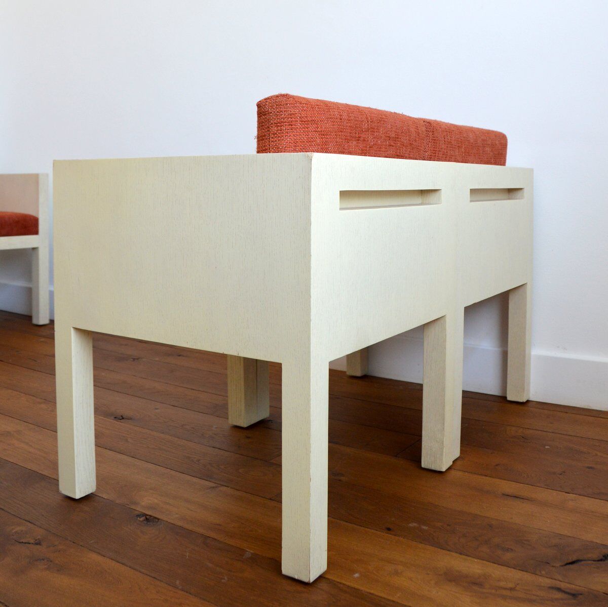 Set armchairs with dinners Restoration cubic shape Modular vintage 1980s