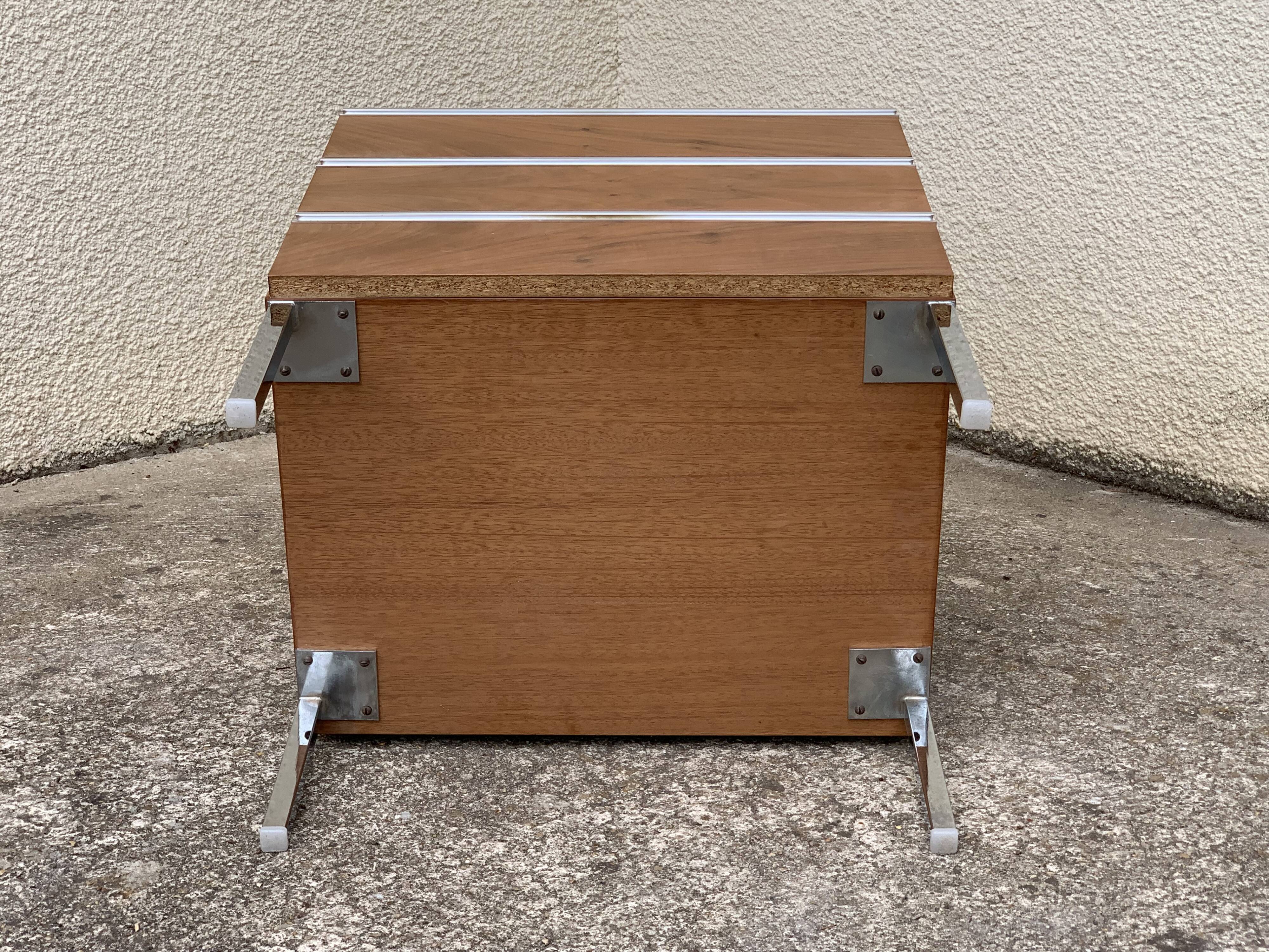 Vintage rosewood chest of drawers aluminum and chrome 1960