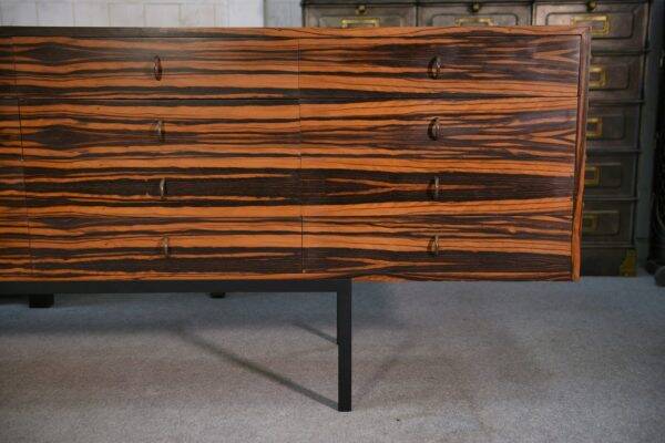 Designer sideboard in Gabonese ebony, 1 door, 12 drawers, 1960s