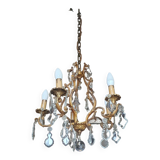 Bronze and Crystal Chandelier
