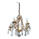 Bronze and Crystal Chandelier