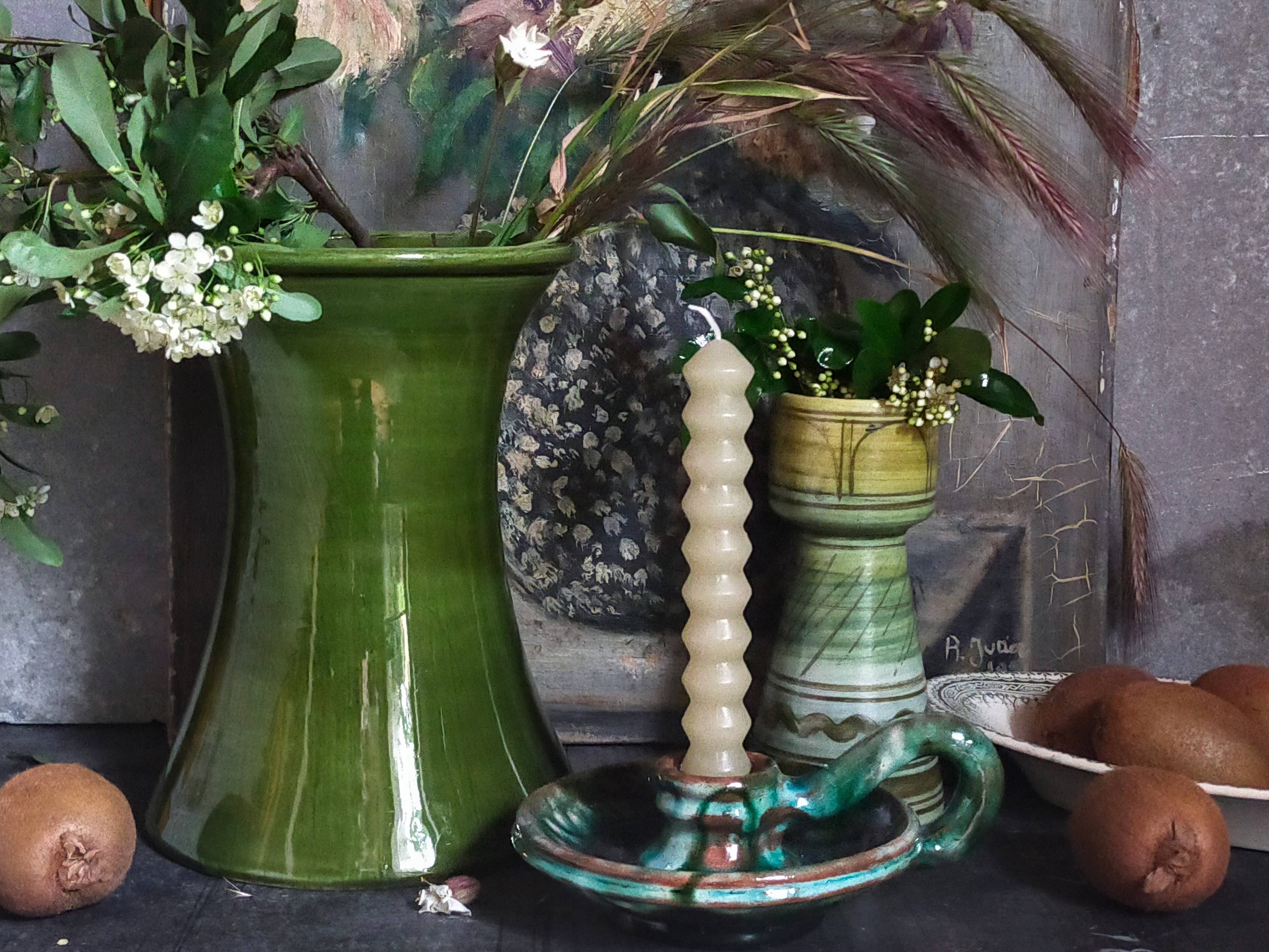 Vintage ceramic diabolo vase from the 1950s