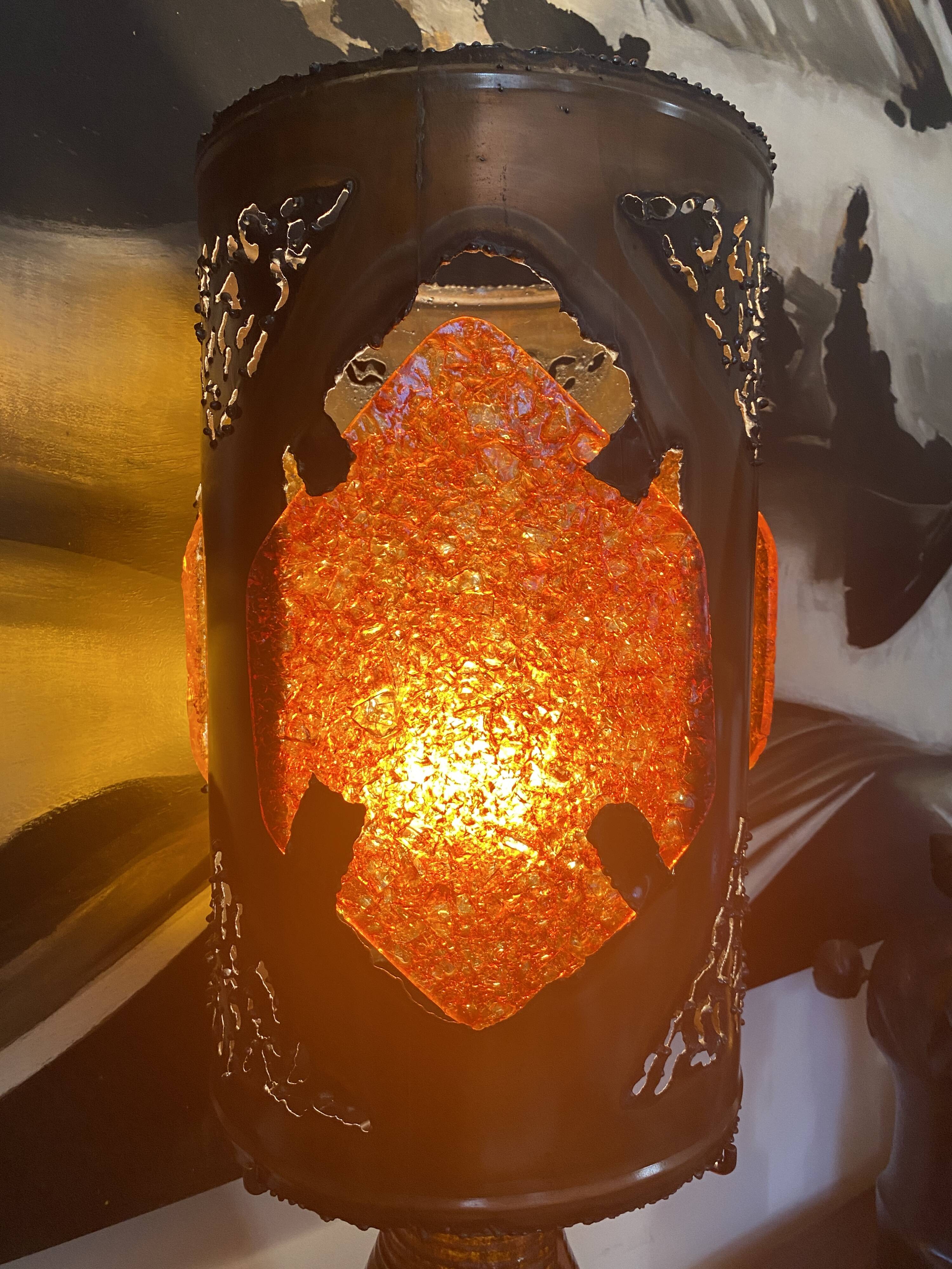 Vintage lamp ceramic copper and resin 1970