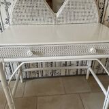 Coiffeuse en rotin blanc