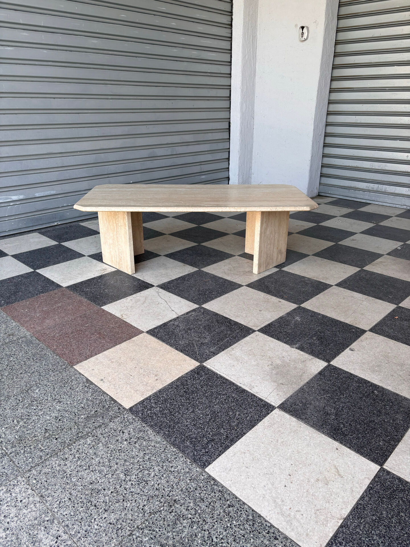 Vintage coffee table in travertine