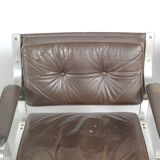 Swedish Mid Century Leather And Aluminum Armchairs By Karl Erik Ekselius For Joc Vetlanda, Set Of 4