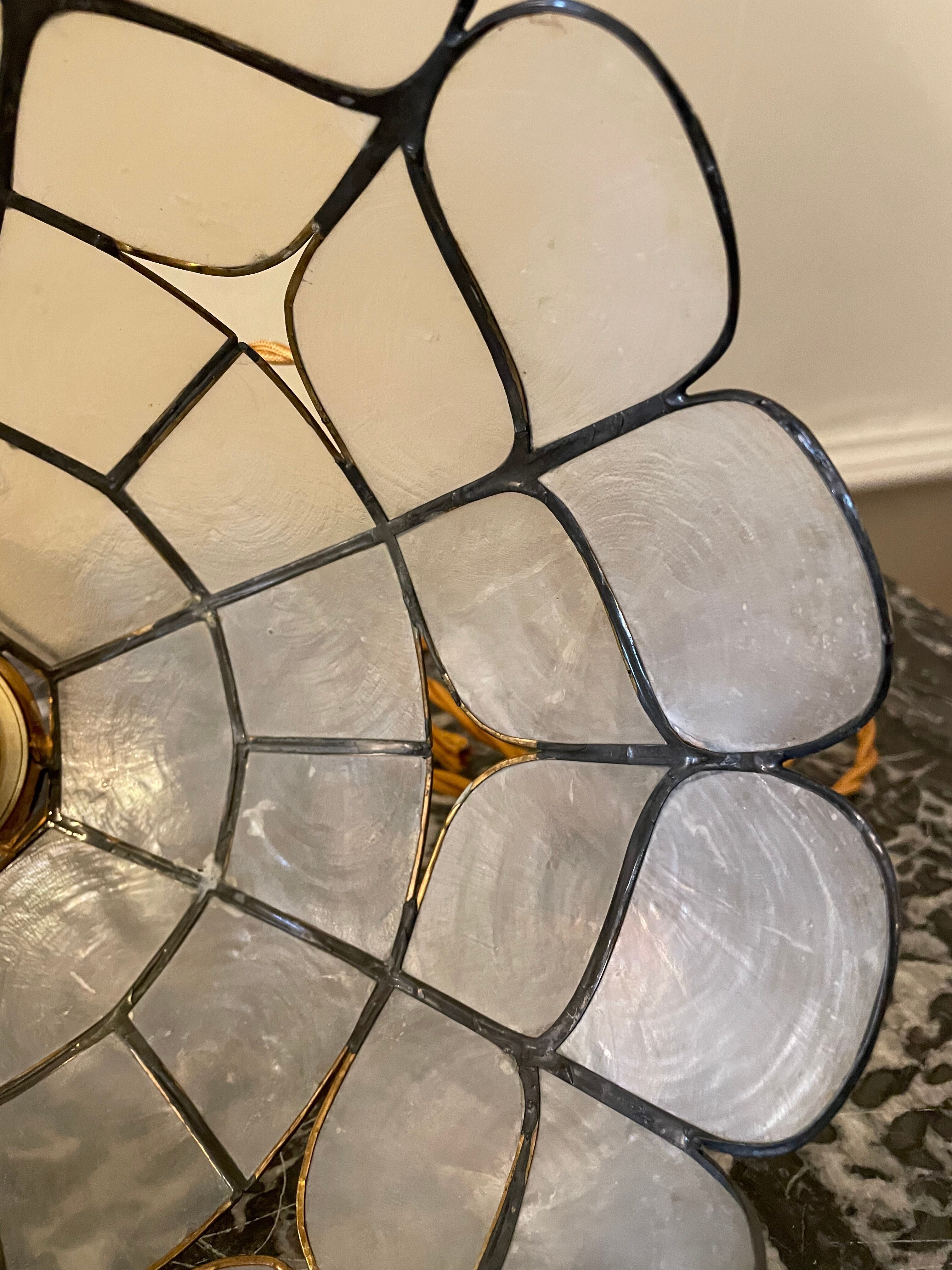 Suspension mother-of-pearl and brass diam 25 cm