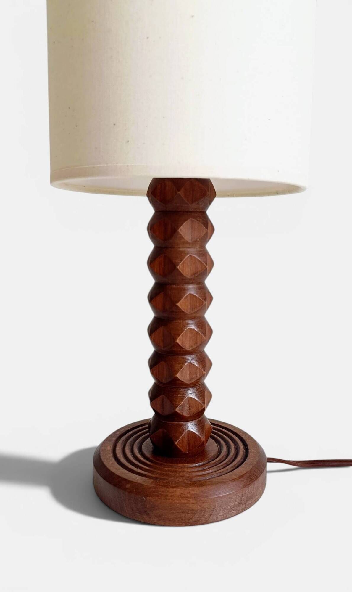 Art Deco wooden table lamp by Charles Dudouyt, France, circa 1930s.