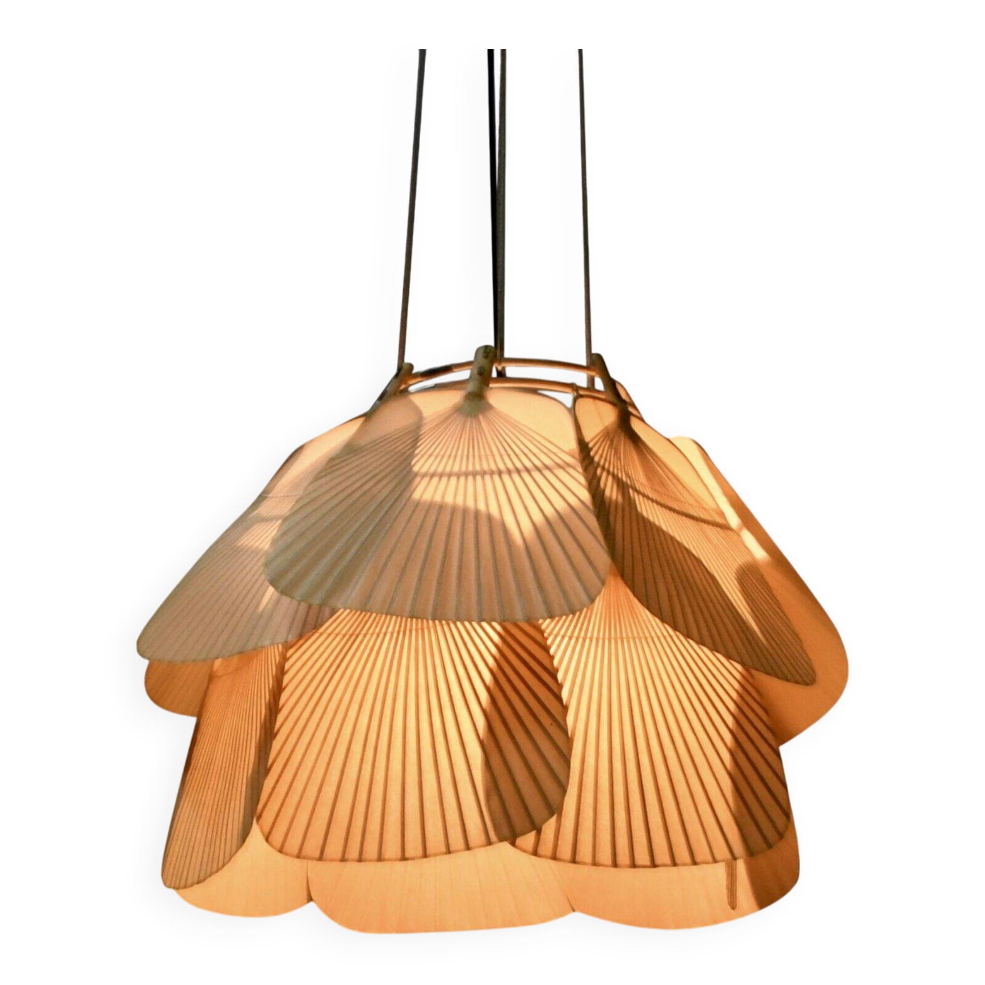 Beautiful Uchiwa 'Ju Yon' chandelier by Ingo Maurer for M Design, 1970s