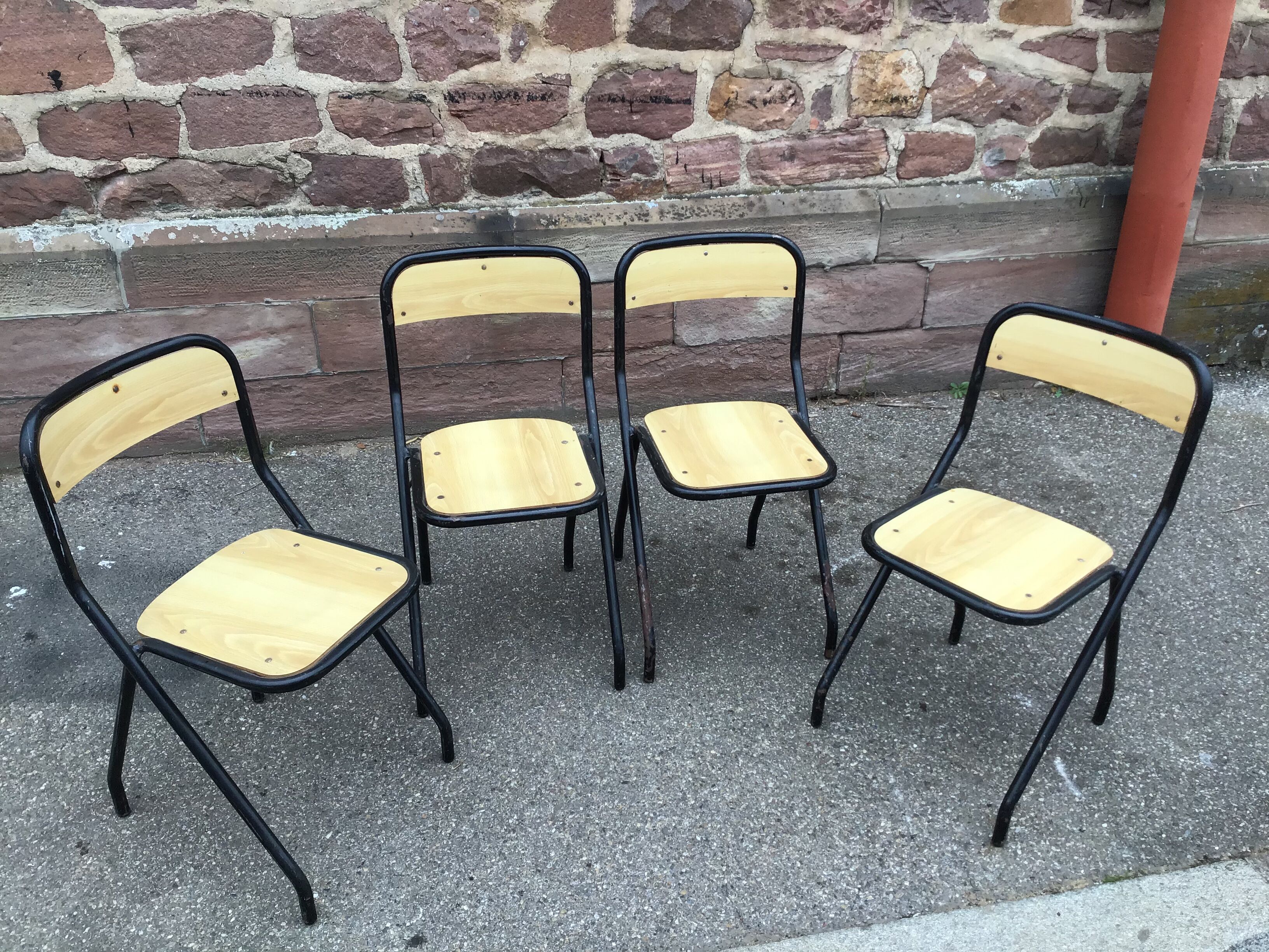 4 vintage school design chairs 1960