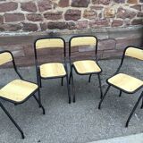 Set de 4 chaises design d’école vintage 1960