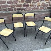4 vintage school design chairs 1960