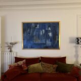 Abstract oil painting in blue tones