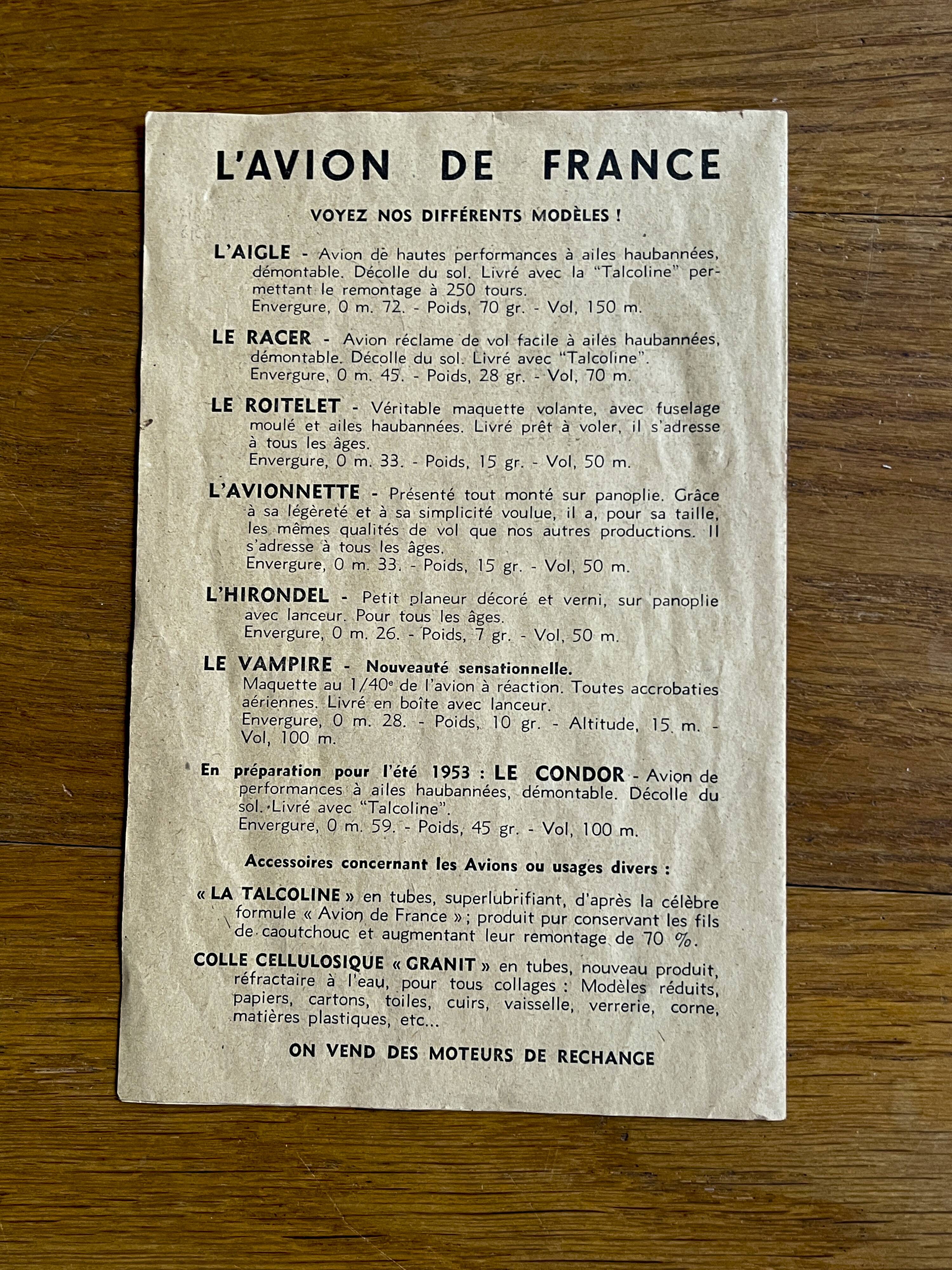 The French Airplane, "Eagle" model circa 1940, United France unmanned aircraft