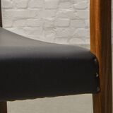 Teak and Black Leatherette Vintage Design Dining Chairs, 1960s