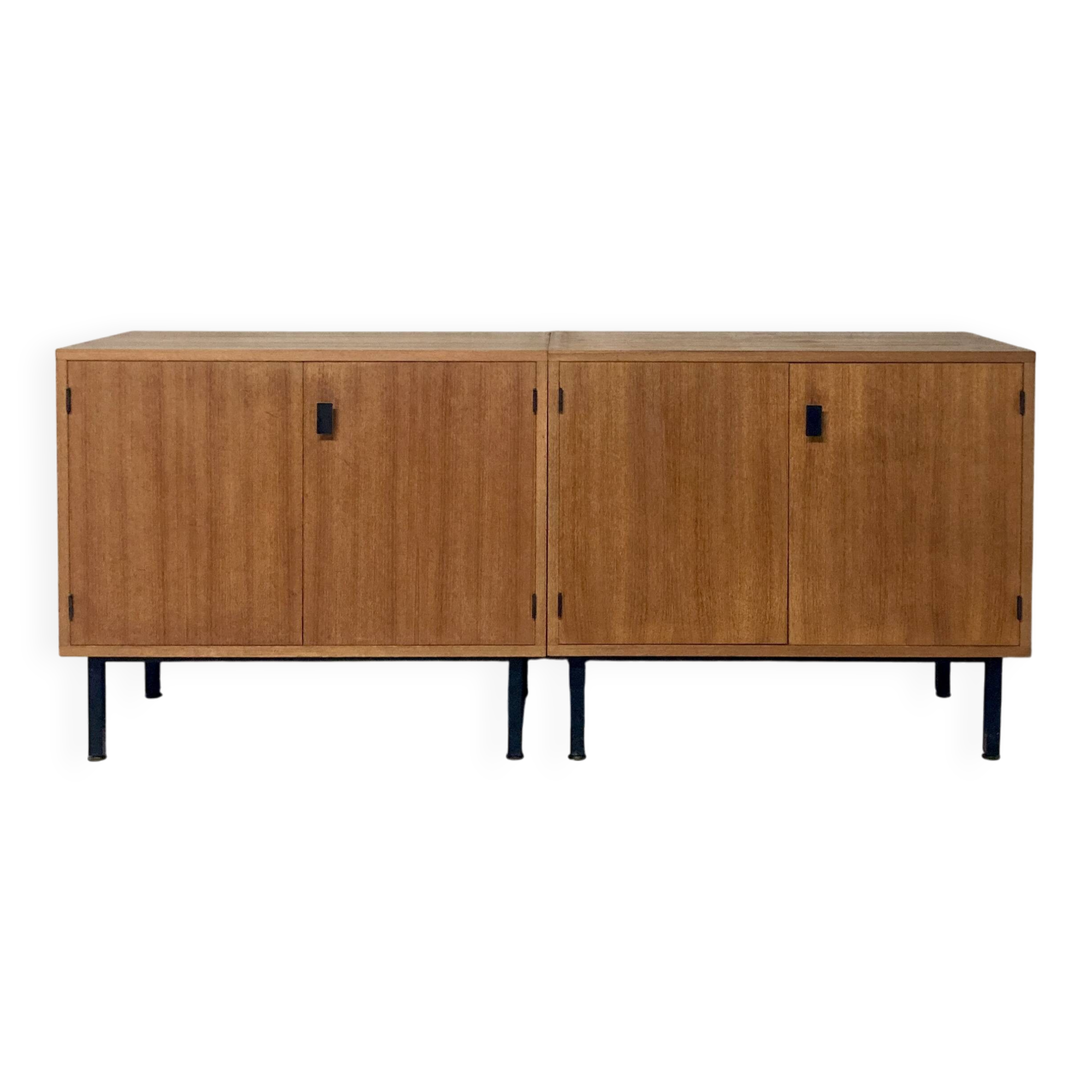 Enfilade moderniste deux buffets teck Antoine Philippon et Jacqueline Lecoq