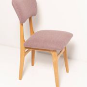 "Butterfly" dining chair, boucle pink wool, light wood