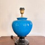 Antique Blue Glazed Ceramic Baluster Lamp Italy