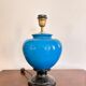 Ancien Lampe Balustre céramique Emaillée Bleue Italie Italy