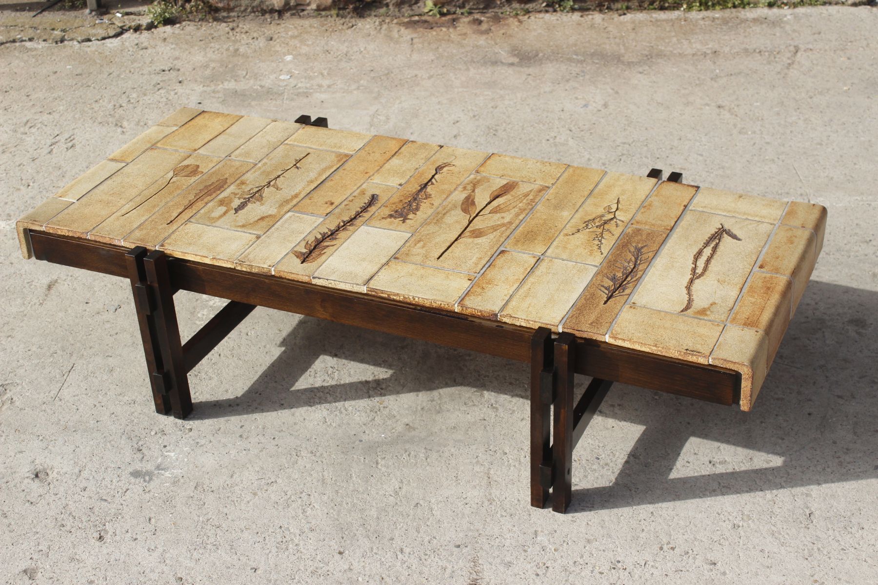 Coffee table Model Garrigue in Ceramics and Wood by Roger Capron, France, 1950s
