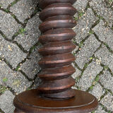 Pedestal table oak screw vintage press