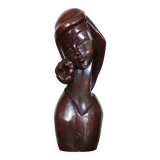 Wooden sculpture of a woman with a flower, 1970s