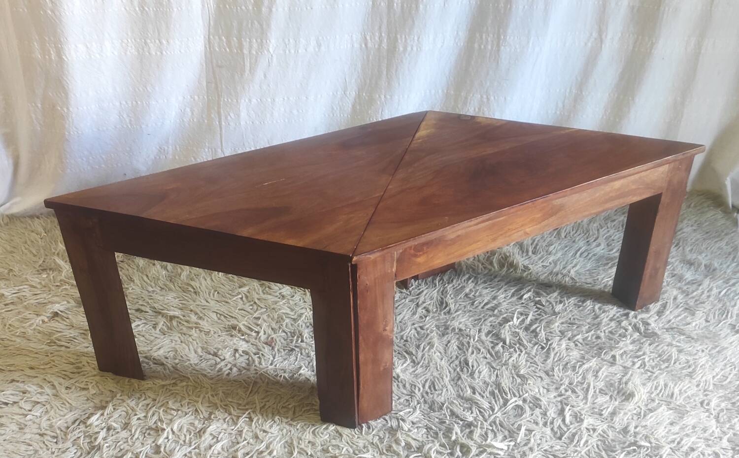 Triangular solid wood coffee table