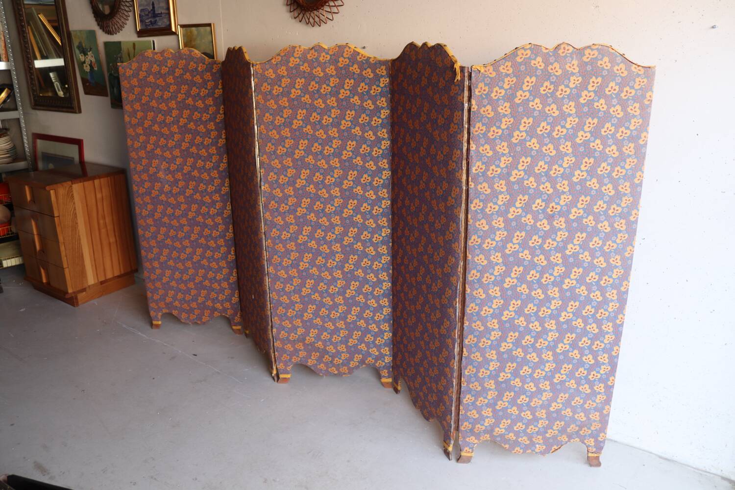 Antique 5-panel screen – Souleiado fabric