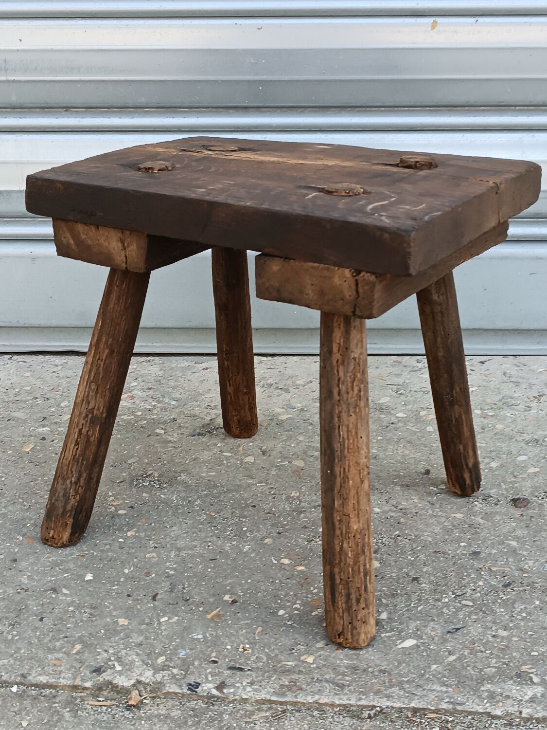 Solid oak milking stool