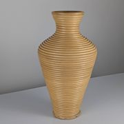 Grand vase de sol en rotin tressé, années 1970