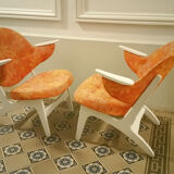 Fauteuil danois de Carl Edward Matthes scandinave vintage années 50/60 orange