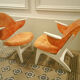 Fauteuil danois de Carl Edward Matthes scandinave vintage années 50/60 orange