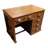 Blonde solid oak desk, cabinet, American type.