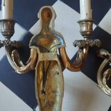 Pair of gilt bronze caryatid sconces