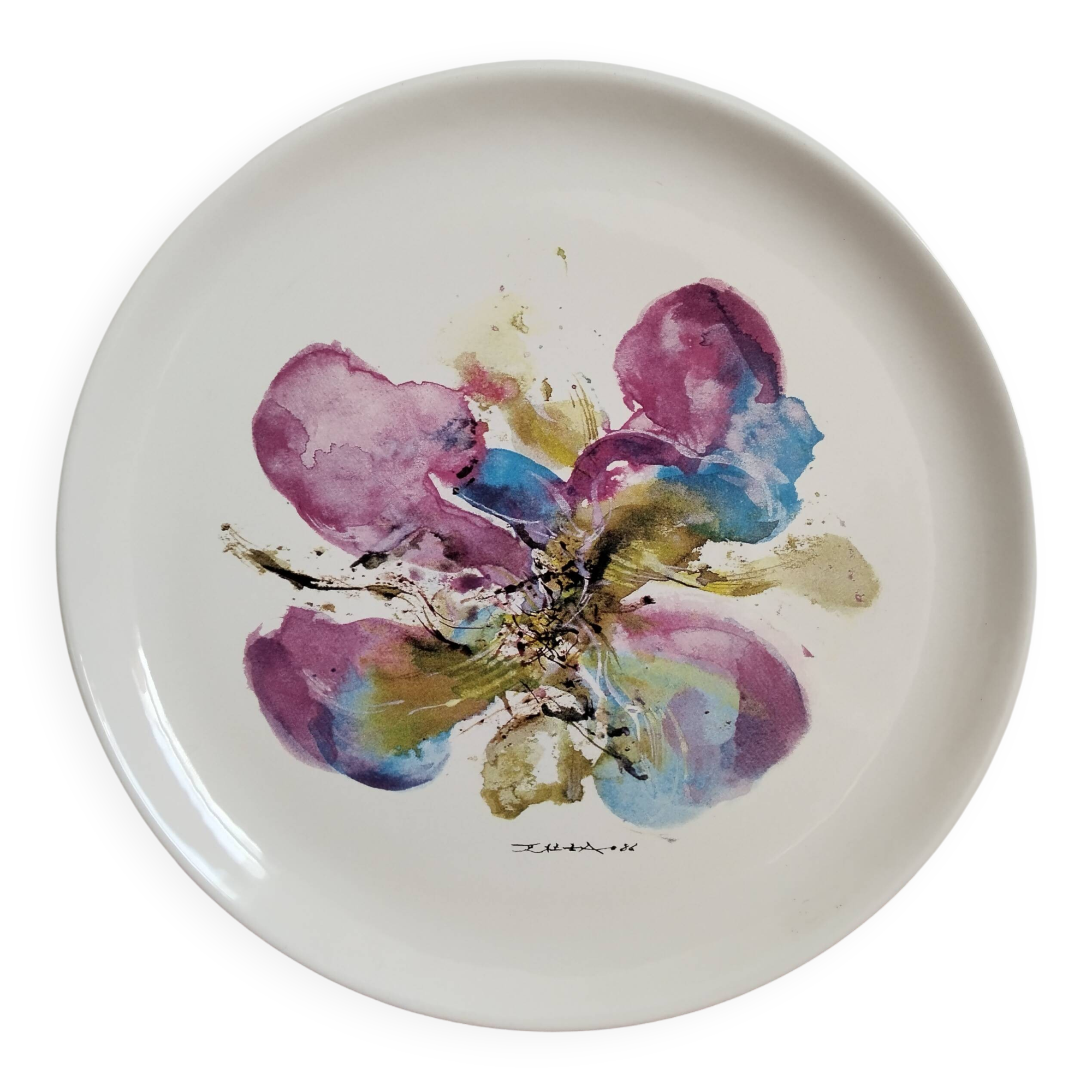 Plate by Zao Wou-Ki - Orchid - 1986 - signed