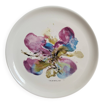 Plate by Zao Wou-Ki - Orchid - 1986 - signed