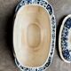 Sauceboat with lid Gien in blue ironstone, "Blue Ibis" service