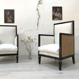 Paire de fauteuils en bois noirci