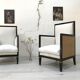 Pair of blackened wood armchairs