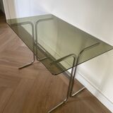 Chrome desk and 70" style glass top