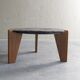 2 tables d'appoint en ardoise et bois de pin de style brutaliste